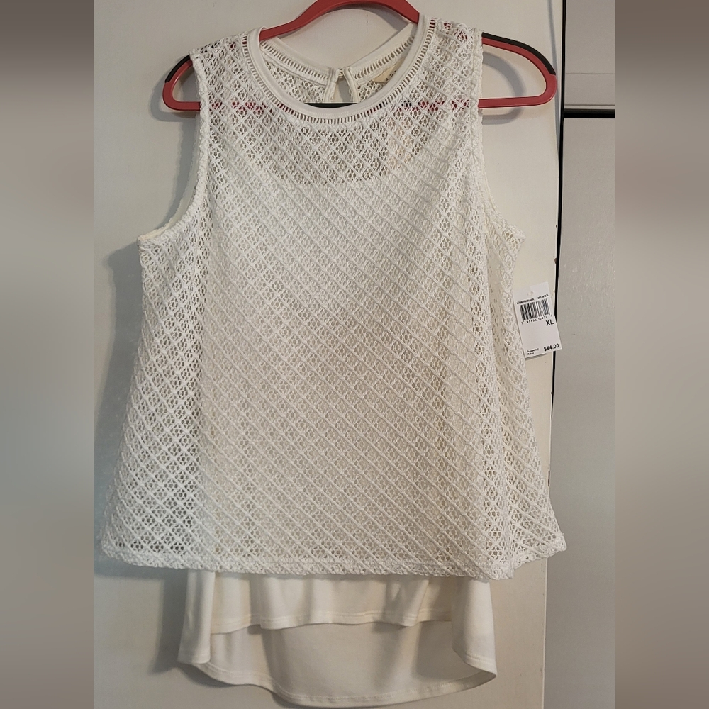 ADIVA off white 2 piece top. Net top over attached thin strap tank. New..size XL